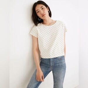 Madewell Cream Polka Dot Short Sleeve Tee